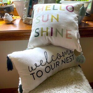NWT 2 decorative pillows with sayings